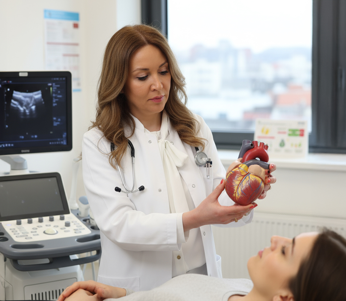Frau Hayeri bei einer Herzuntersuchung